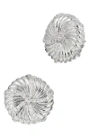 Savvy Cie Jewels Rhodium Plated Star Dollar Flute Earrings In Silver