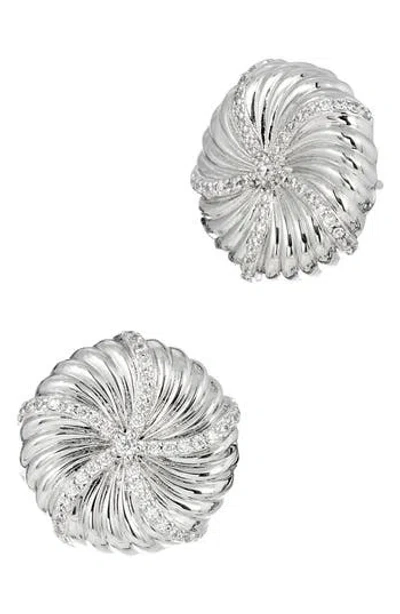 Savvy Cie Jewels Star Dollar Stud Earrings In Silver