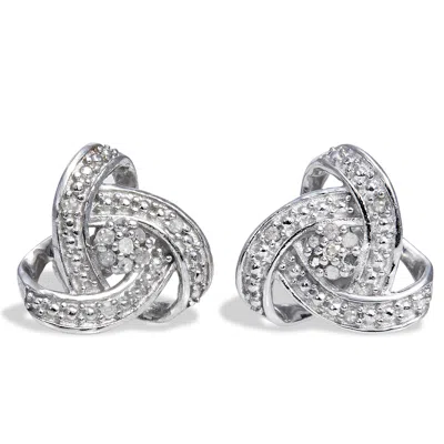 Savvy Cie Jewels Sterling Diamond Knot Pendant In White