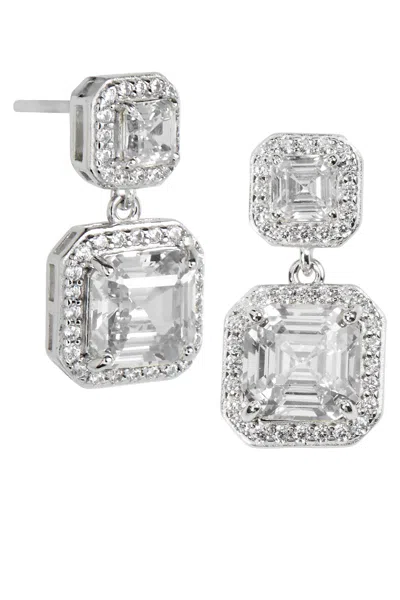 Savvy Cie Jewels Sterling Radiant Cut Dbl Drop In White
