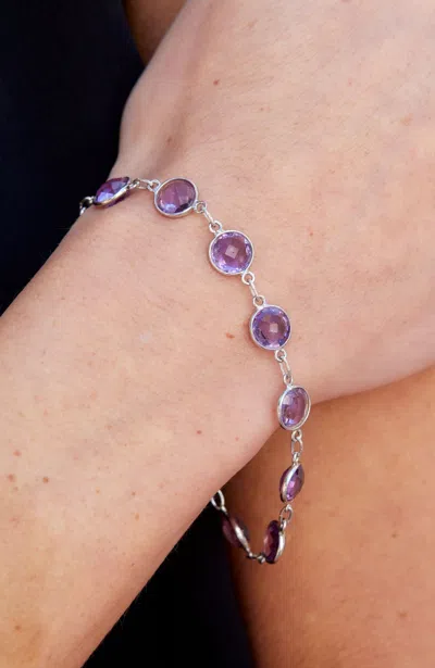 Savvy Cie Jewels Sterling Silver 18.00gtw Amethyst 8mm Round Bracelet In Blue
