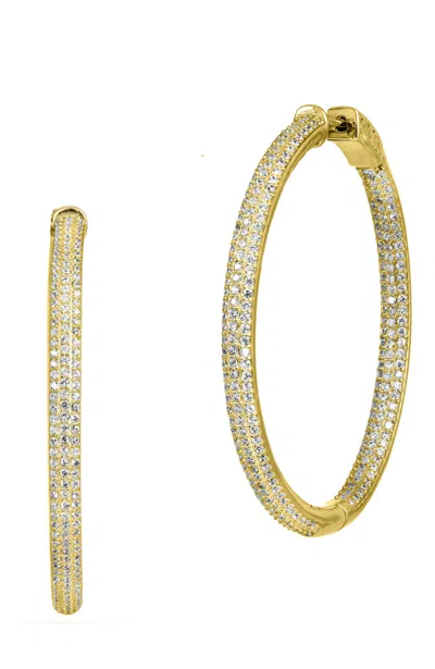 Savvy Cie Jewels Sterling Silver 2" Inside Out Hoop Earrings In Yellow