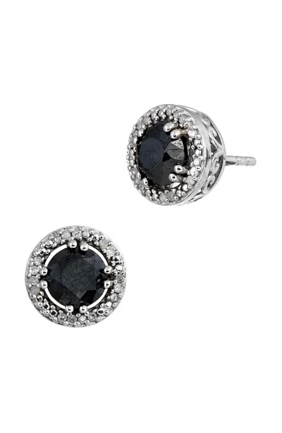Savvy Cie Jewels Sterling Silver 2.00ctw Black Diamond Stud Earrings In White