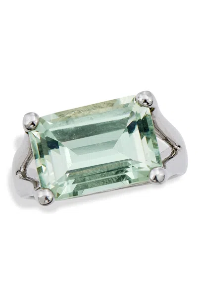 Savvy Cie Jewels Sterling Silver 7.00tw Green Amethyst Ring In White