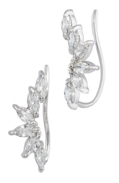 Savvy Cie Jewels Sterling Silver .925 Flared Pear Climber Earrings