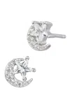 Savvy Cie Jewels Star & Moon Cubic Zirconia Stud Earrings In Metallic