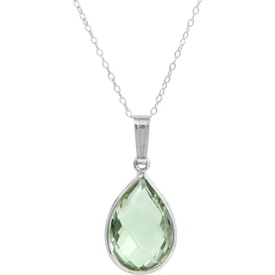 Savvy Cie Jewels Sterling Silver & Stone Drop Pendant Necklace In Green Amethyst