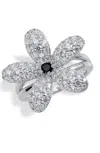 Savvy Cie Jewels Sterling Silver Black Spinel Flower In Silver
