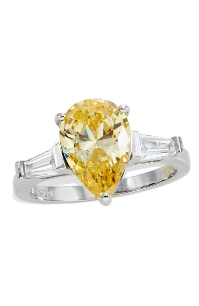 Savvy Cie Jewels Sterling Silver Canary Cz Ring In Yellow