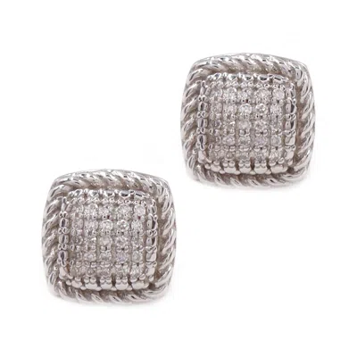 Savvy Cie Jewels Sterling Silver Diamond Earrings In White