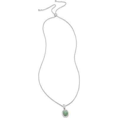 Savvy Cie Jewels Sterling Silver Jade & Cubic Zirconia Pendant Necklace