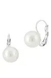 Savvy Cie Jewels Sterling Silver Plated Mother Of Pearl Leverback Earrings In White