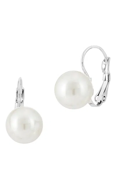 Savvy Cie Jewels Sterling Silver Plated Mother Of Pearl Leverback Earrings In White