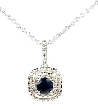 Savvy Cie Jewels Sterling Silver Round Blue Sapphire Pendant With Chain In White