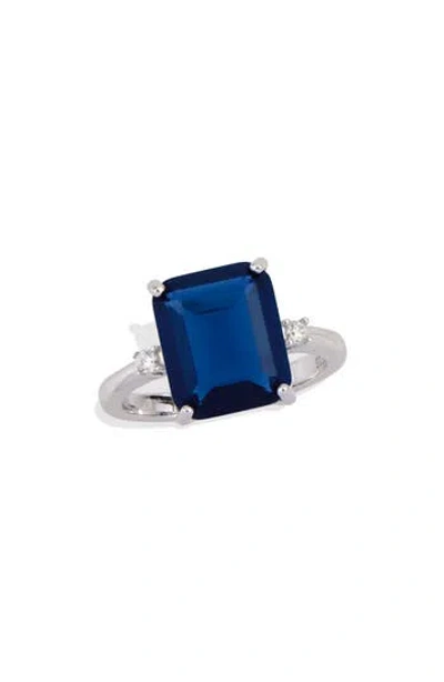 Savvy Cie Jewels Sterling Silver Sapphire & Cubic Zirconia Ring