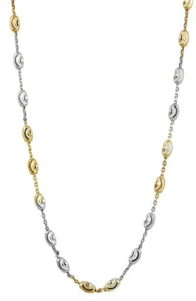 SAVVY CIE JEWELS STERLING SILVER TRI-COLOR STATION ITALIAN 20" NECKLACE