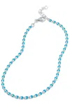 Savvy Cie Jewels Sterling Silver Turquoise Resin Enamel Anklet In Blue