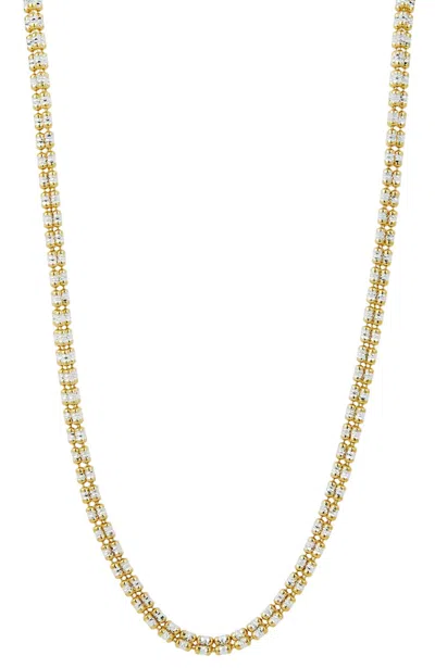 Savvy Cie Jewels Sterling Silver Two Tone Diamond Cut Quad 3mm Necklace In Gold