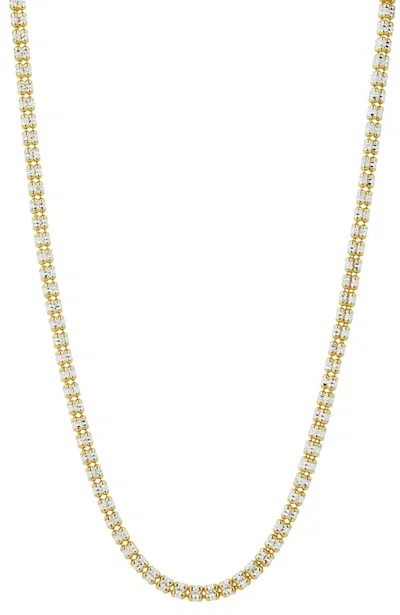 Savvy Cie Jewels Sterling Silver Two Tone Diamond Cut Quad 3mm Necklace In Multi