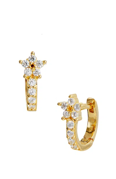 Savvy Cie Jewels Sterling Silver White Cz Small Huggie Earrings In Multi