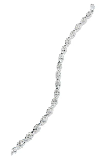 Savvy Cie Jewels Sterling Silver White Dia Heart Bracelet