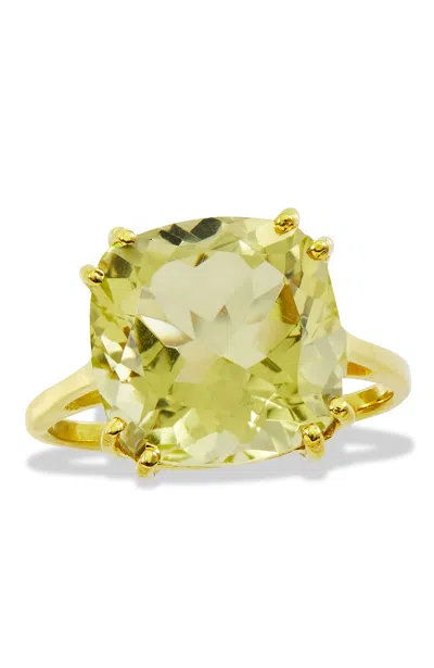 Savvy Cie Jewels Sterling Silver/gold Plated 4.87gtw Pink Amethyst Cushion Shape Ring In Yellow
