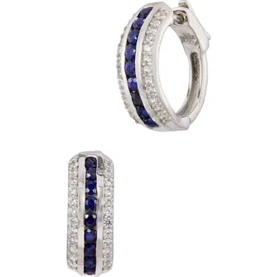 Savvy Cie Jewels Stone Hoop Earrings In Metallic