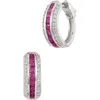 Savvy Cie Jewels Stone Hoop Earrings In Metallic
