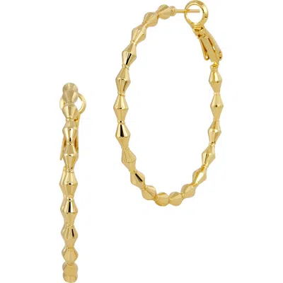 Savvy Cie Jewels Stretched Cone Textured Hoop Earrings In Gold
