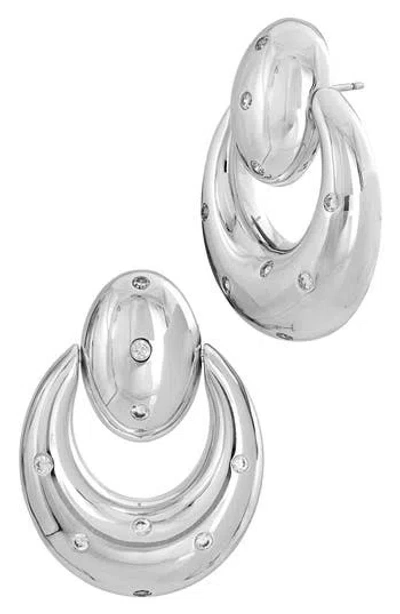 Savvy Cie Jewels Studded Puffy Door Knocker Stud Earrings