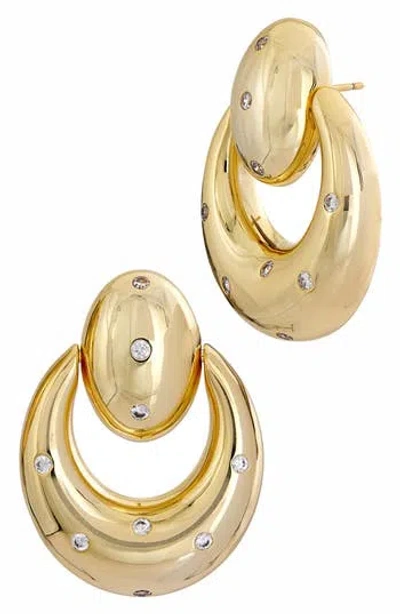 Savvy Cie Jewels Studded Puffy Door Knocker Stud Earrings