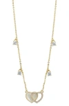 Savvy Cie Jewels 14k Yellow Gold Plated Mother Of Pearl Heart And Cz Necklace.