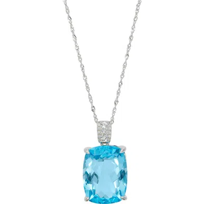 Savvy Cie Jewels Swiss Blue Topaz & Cz Pendant Necklace In Neutral