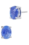 Savvy Cie Jewels Tanzanite Oval Stud Earrings In Silver