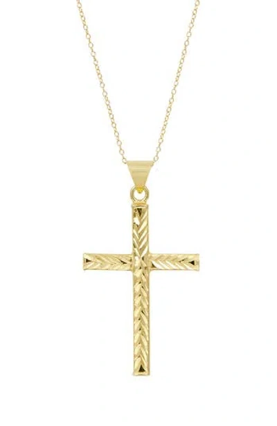 Savvy Cie Jewels Textured Cross Pendant Necklace In Gold