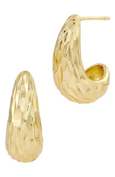 Savvy Cie Jewels Textured Dome Half Hoop Earrings In Gold
