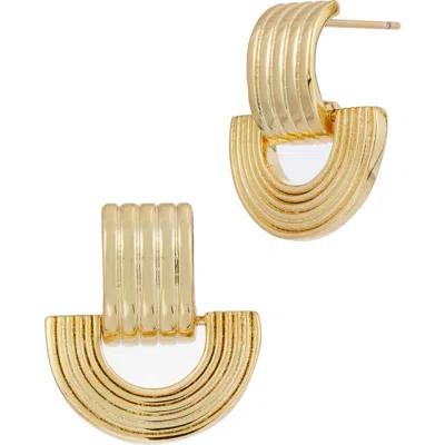 Savvy Cie Jewels Textured Drop Earrings In Gold