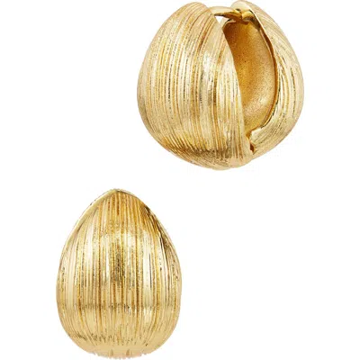 Savvy Cie Jewels Gold Plated Texture Ball Huggie Earrings