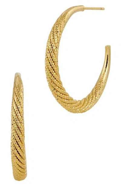 Savvy Cie Jewels Textured Moon Hoop Earrings In Gold