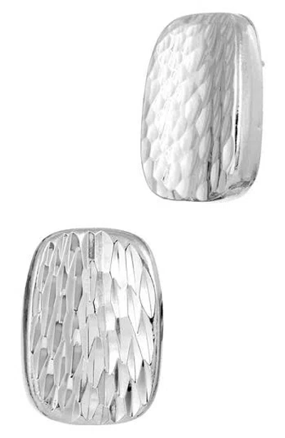 Savvy Cie Jewels Textured Oval Stud Earrings In Metallic