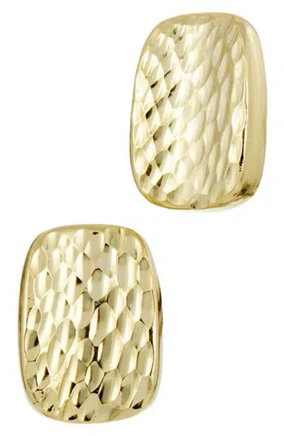 Savvy Cie Jewels Textured Oval Stud Earrings In Gold