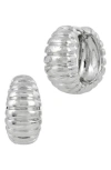 Savvy Cie Jewels Textured Snail Huggie Hoop Earrings In White