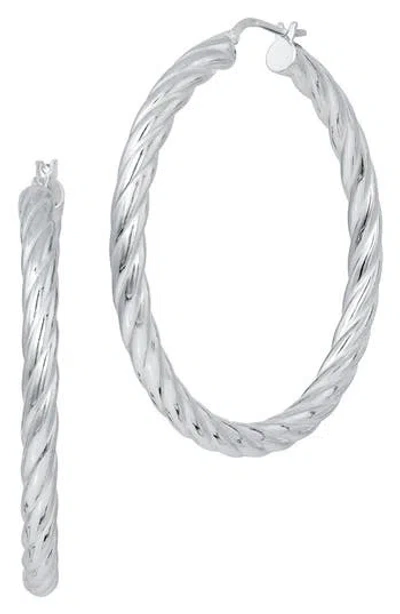Savvy Cie Jewels Torcoin Twisted Hoop Earrings In White