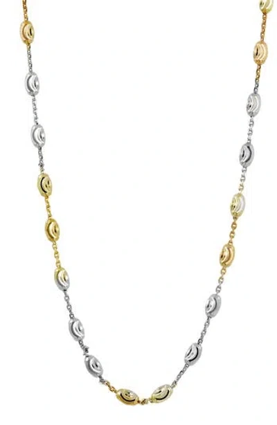 Savvy Cie Jewels Tri Color Bead Station Chain Necklace In Multi