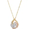 Savvy Cie Jewels Tri-tone 18k Gold Plated Sterling Silver Cubic Zirconia Pendant Necklace In Gold