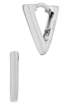 Savvy Cie Jewels Triangle Huggie Hoop Earrings In White