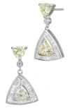 Savvy Cie Jewels Trillion Cubic Zirconia Drop Earrings In Silver
