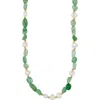 Savvy Cie Jewels Tumbled Crystal & Cultured Freshwater Pearl Beaded Necklace In Gold