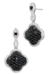 Savvy Cie Jewels Two Tone Cz Clover Drop Earrings In White