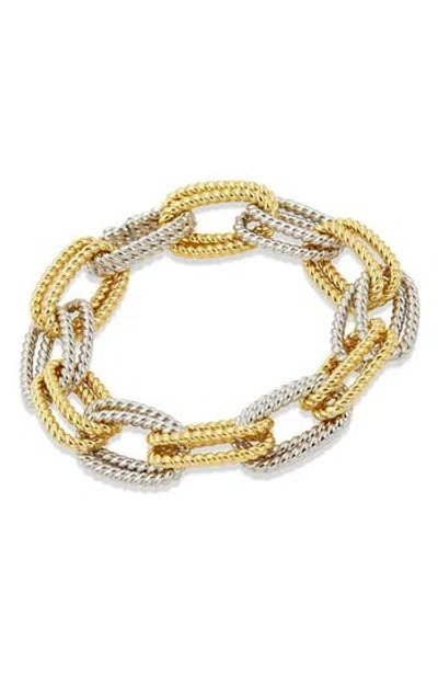 Savvy Cie Jewels Two-tone Double Link Bracelet In Gold